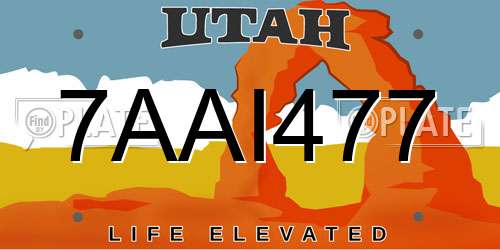 7AAI477 Utah License Plate