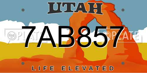 7AB857 Utah License Plate