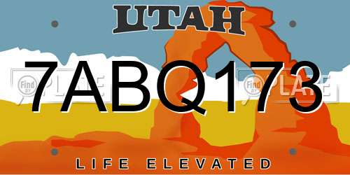 7ABQ173 Utah License Plate