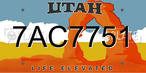 7AC7751 Utah License Plate