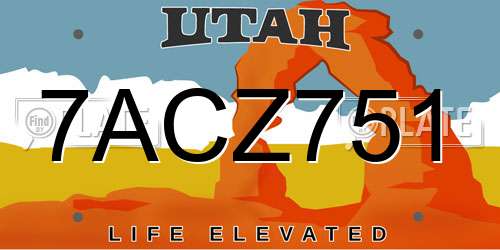 7ACZ751 Utah License Plate