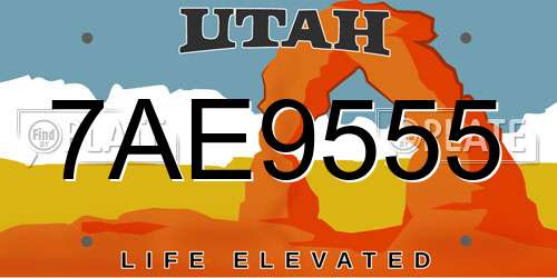 7AE9555 Utah License Plate