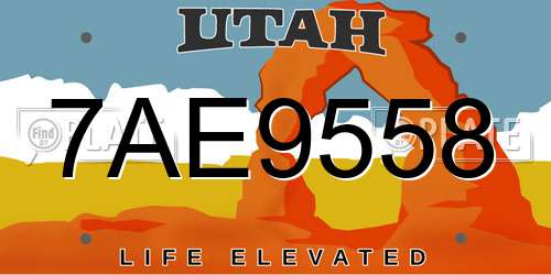 7AE9558 Utah License Plate