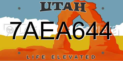 7AEA644 Utah License Plate