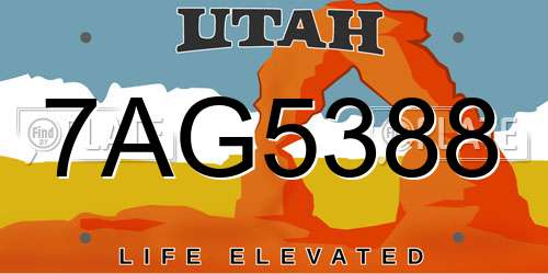 7AG5388 Utah License Plate