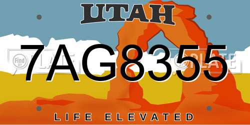 7AG8355 Utah License Plate