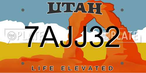7AJJ32 Utah License Plate