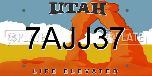 7AJJ37 Utah License Plate