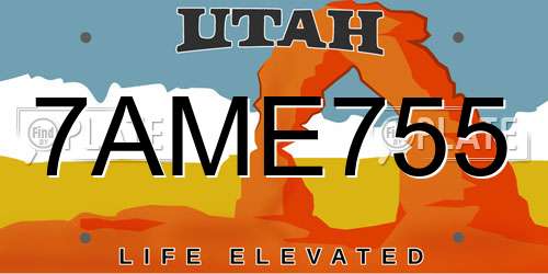 7AME755 Utah License Plate