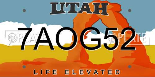 7AOG52 Utah License Plate