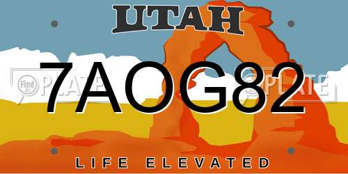7AOG82 Utah License Plate