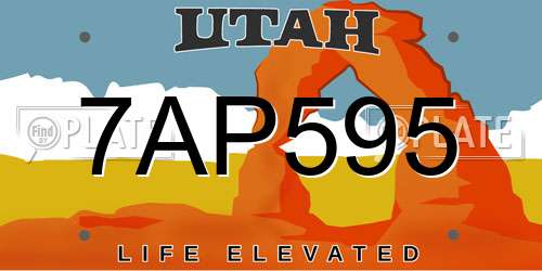 7AP595 Utah License Plate