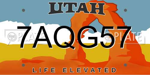 7AQG57 Utah License Plate