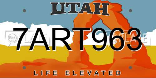 7ART963 Utah License Plate