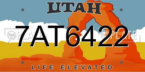 7AT6422 Utah License Plate