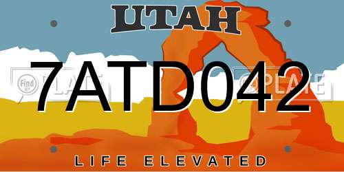 7ATD042 Utah License Plate