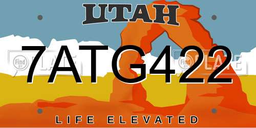 7ATG422 Utah License Plate