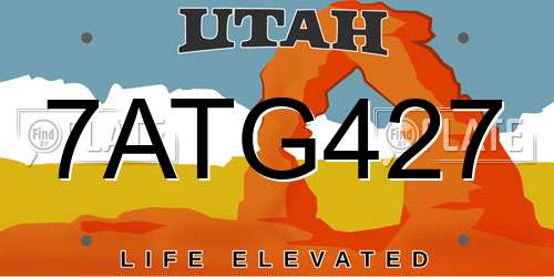 7ATG427 Utah License Plate