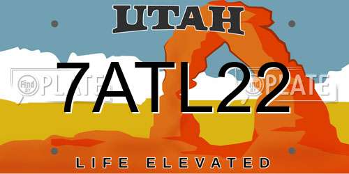 7ATL22 Utah License Plate