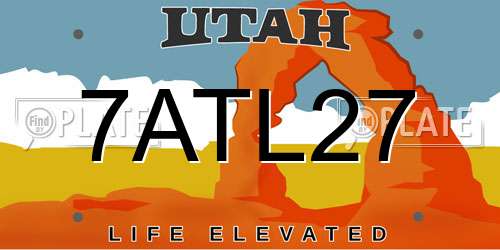 7ATL27 Utah License Plate