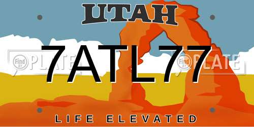 7ATL77 Utah License Plate