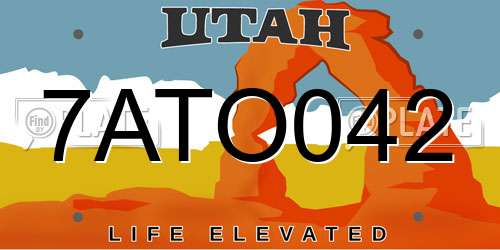 7ATO042 Utah License Plate