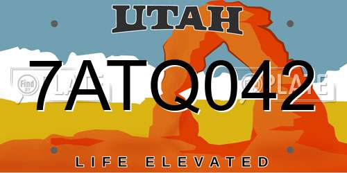 7ATQ042 Utah License Plate