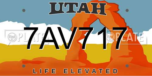 7AV717 Utah License Plate
