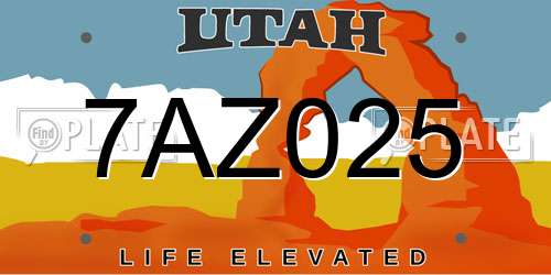 7AZ025 Utah License Plate