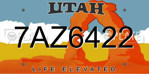 7AZ6422 Utah License Plate