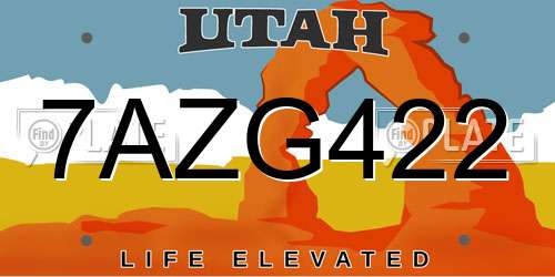 7AZG422 Utah License Plate