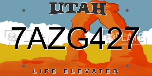 7AZG427 Utah License Plate