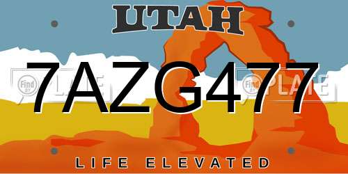 7AZG477 Utah License Plate