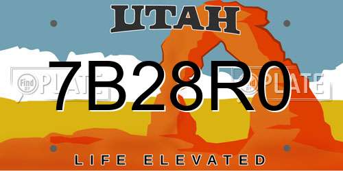 7B28R0 Utah License Plate