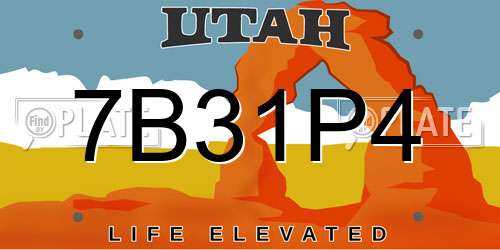 7B31P4 Utah License Plate
