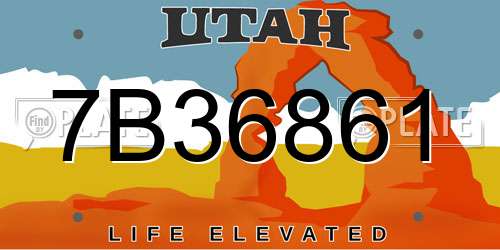 7B36861 Utah License Plate