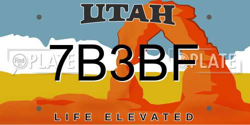7B3BF Utah License Plate