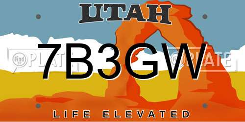 7B3GW Utah License Plate
