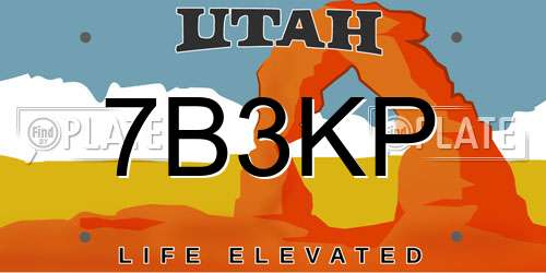 7B3KP Utah License Plate