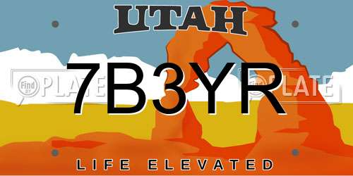 7B3YR Utah License Plate