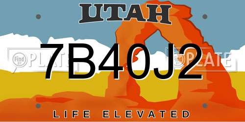 7B40J2 Utah License Plate