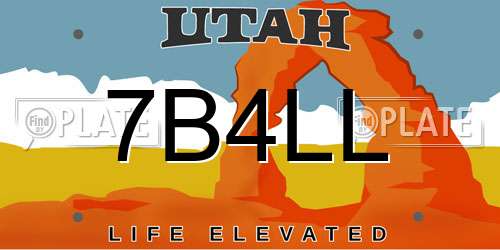 7B4LL Utah License Plate
