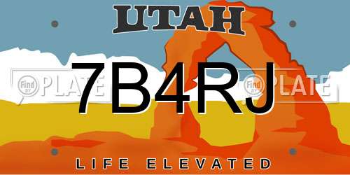 7B4RJ Utah License Plate