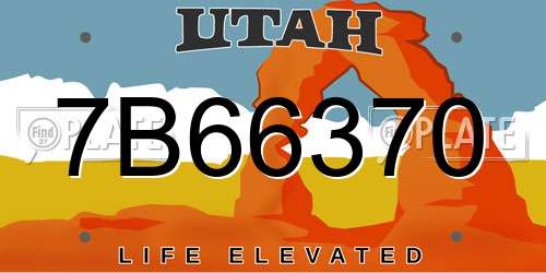 7B66370 Utah License Plate