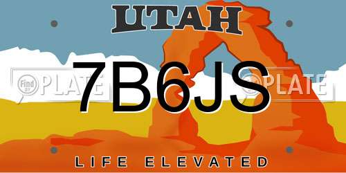 7B6JS Utah License Plate