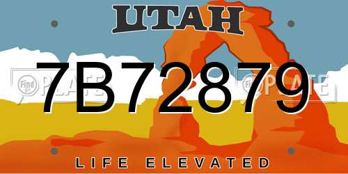 7B72879 Utah License Plate