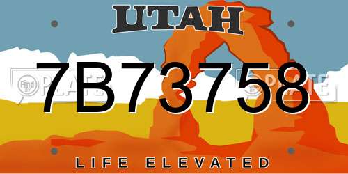 7B73758 Utah License Plate