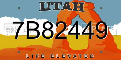 7B82449 Utah License Plate