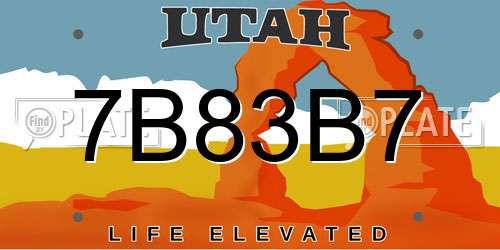 7B83B7 Utah License Plate