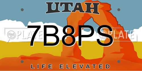 7B8PS Utah License Plate